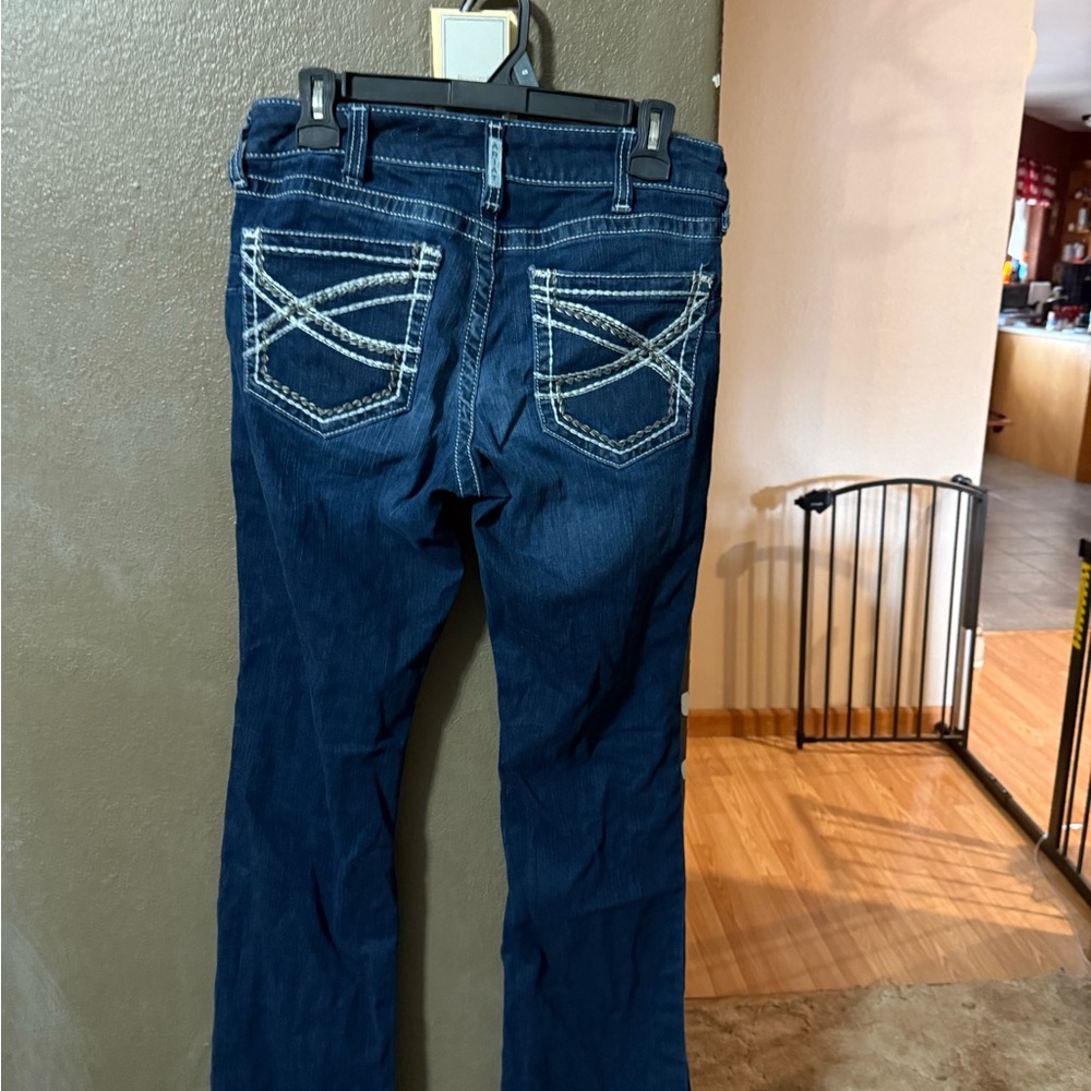 Ariat Women's Dark Blue Boot Cut Jeans with White Accents